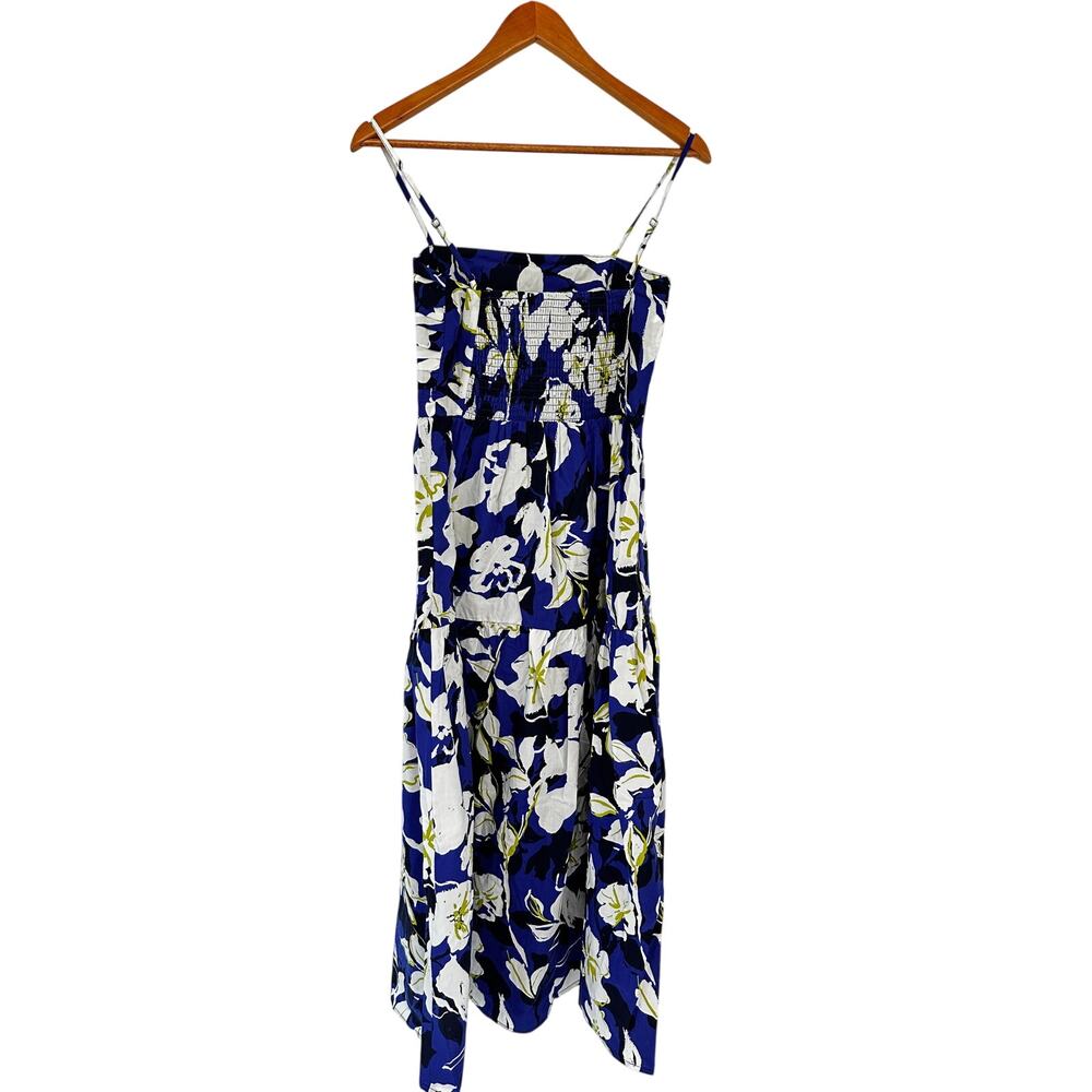 EVEREVE NWT Emmie Ruched Blue White Bold Floral Dress // XS - Picture 8 of 12